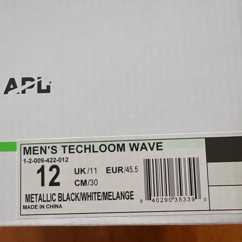 APL Techloom Wave, Metallic Black/White/Melange, Size 12, NWB